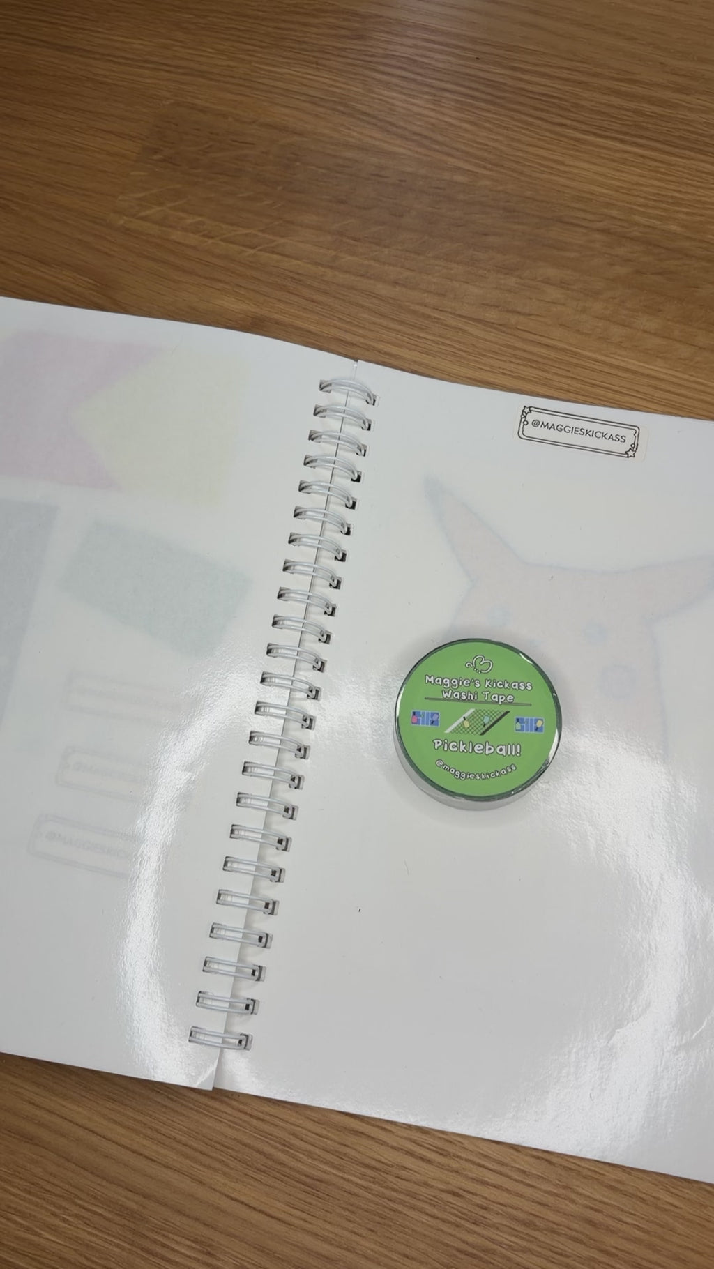 A video showing the unboxing and swatching of the Pickleball Washi Tape